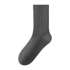 Dark grey pure cotton men's mid-calf socks are breathable, sweat-absorbent, comfortable and versatile Item Picture